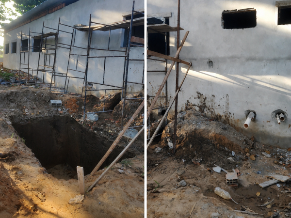 Enquanto Parque Ambiental segue parado, obra do Educa Paço recebe fossa séptica e moradores questionam solução adotada em pleno século XXI